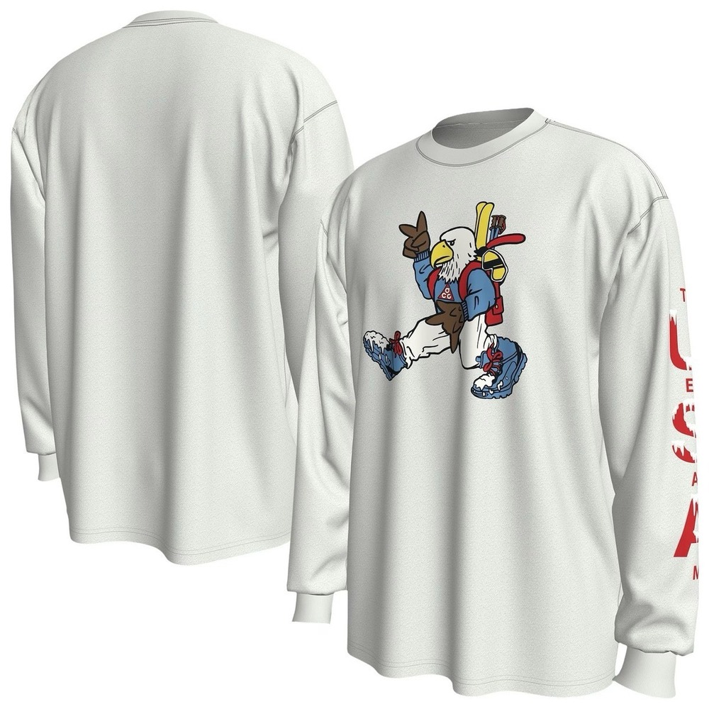 Nike ACG Team USA Long Sleeve T-Shirt Mens M White Eagle Olympics Loose Fit